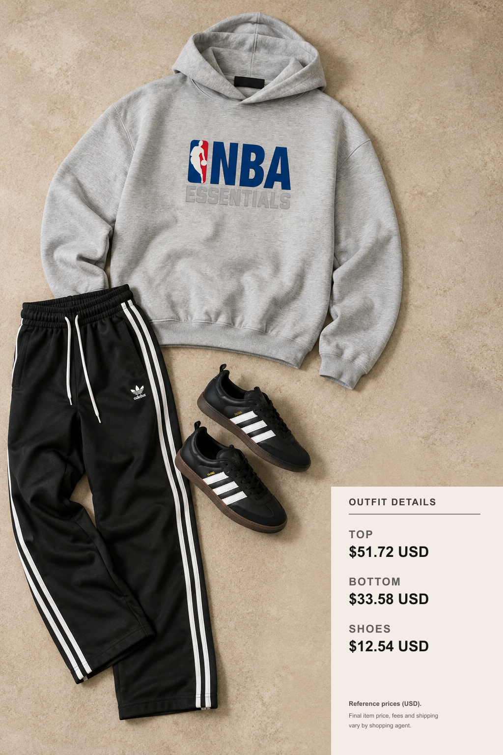 adidas Hoodie: 3 Fall-Winter Looks outfit 2 editorial flat lay for pandabuy