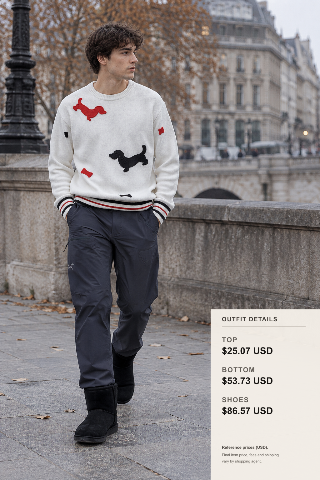 Thom Browne Knitwear for Winter Commute outfit 1 full-body street style for fashionreps