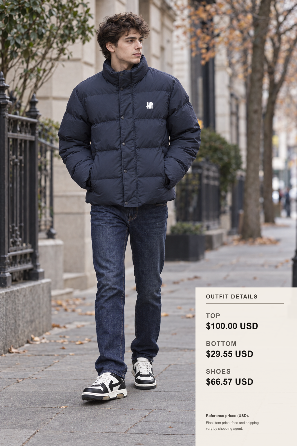 Armani Winter Jacket: 3 Color Outfit Ideas outfit 1 full-body street style for fashionreps