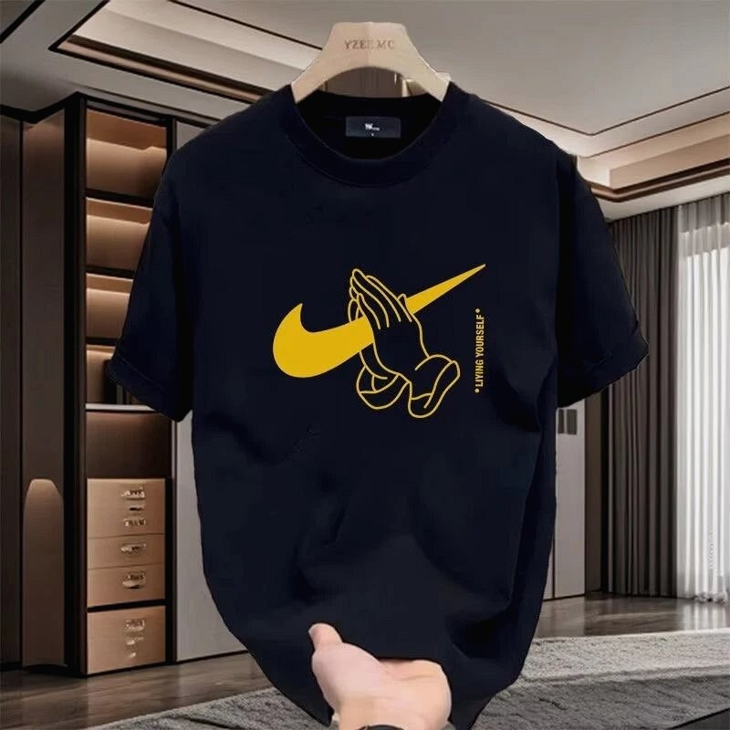 Nike Black T-Shirt Review: Sizing Down a Loose-Cut Cotton Tee and Measuring the Praying-Hands Print