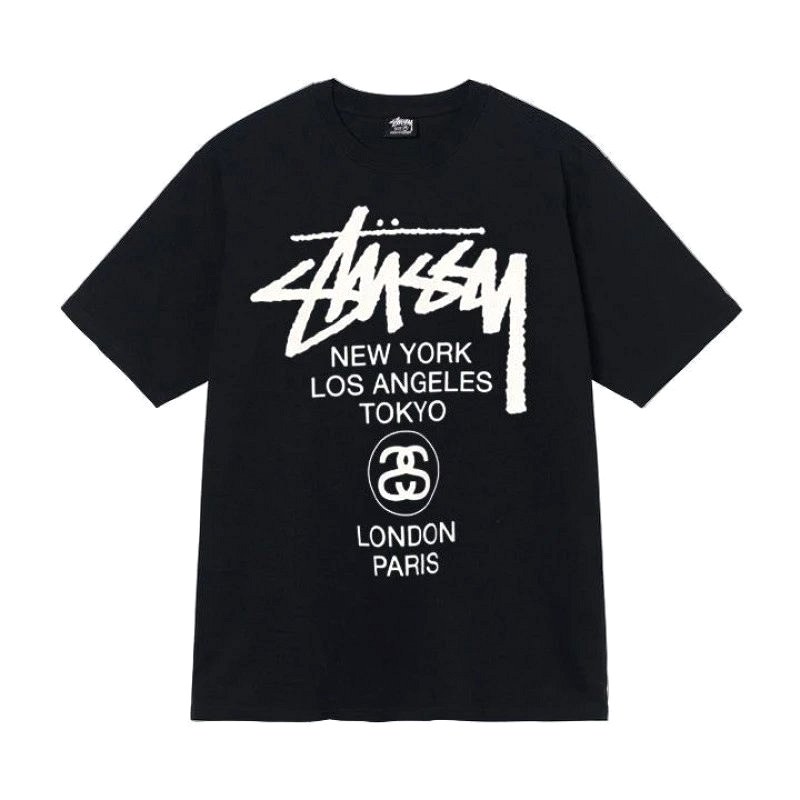 Stussy Letter-Print Black T-Shirt in Casual Streetwear Style: Hands-On Review